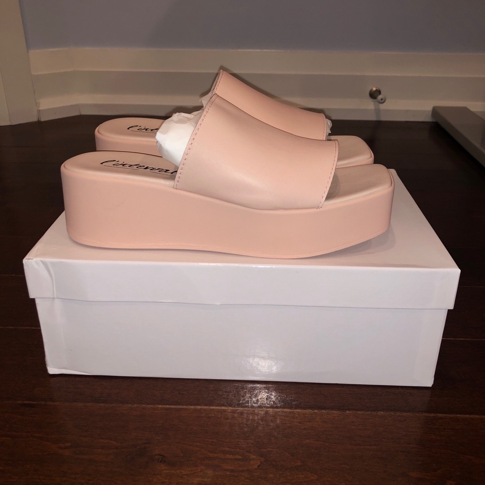NEW L'INTERVALLE Fox Nude Leather Platform Sandals | Size 37 EU